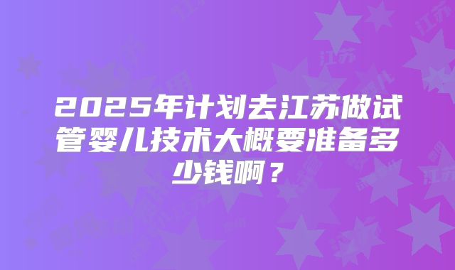 2025年计划去江苏做试管婴儿技术大概要准备多少钱啊?