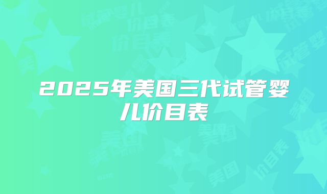 2025年美国三代试管婴儿价目表