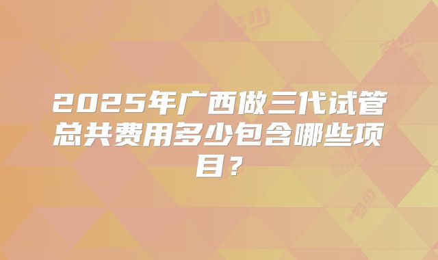 2025年广西做三代试管总共费用多少包含哪些项目?