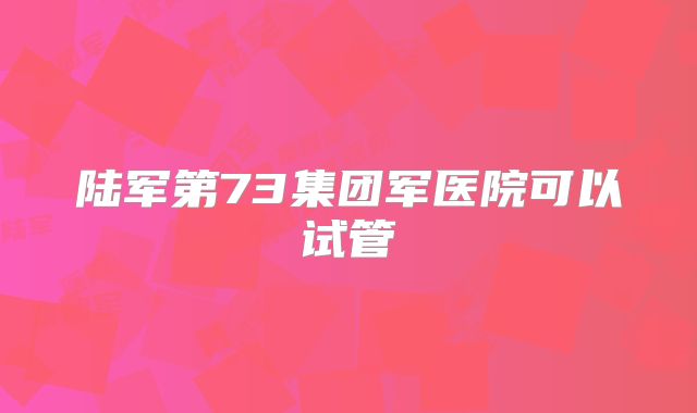 陆军第73集团军医院可以试管