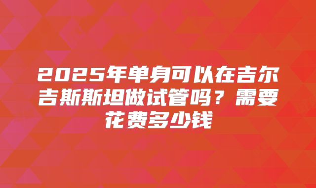 2025年单身可以在吉尔吉斯斯坦做试管吗?需要花费多少钱
