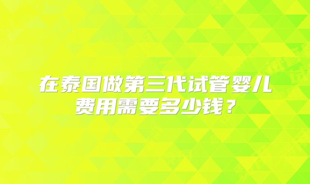 在泰国做第三代试管婴儿费用需要多少钱？
