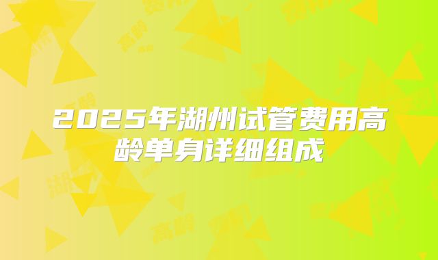 2025年湖州试管费用高龄单身详细组成