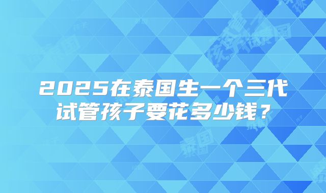 2025在泰国生一个三代试管孩子要花多少钱？
