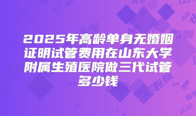 2025年高龄单身无婚姻证明试管费用在山东大学附属生殖医院做三代试管多少钱