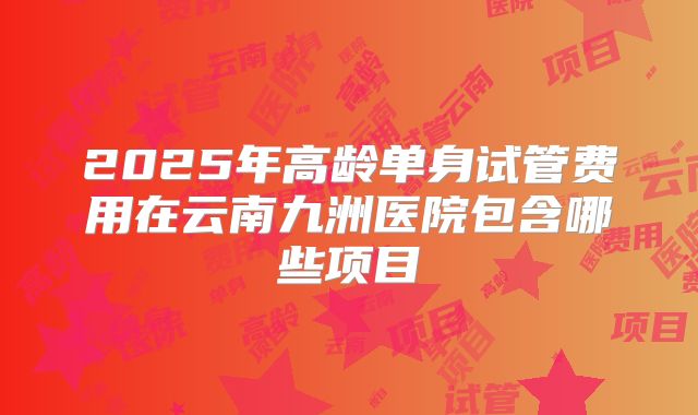 2025年高龄单身试管费用在云南九洲医院包含哪些项目
