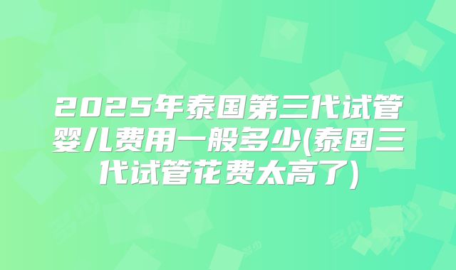 2025年泰国第三代试管婴儿费用一般多少(泰国三代试管花费太高了)
