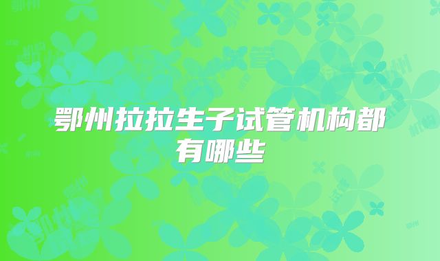 鄂州拉拉生子试管机构都有哪些