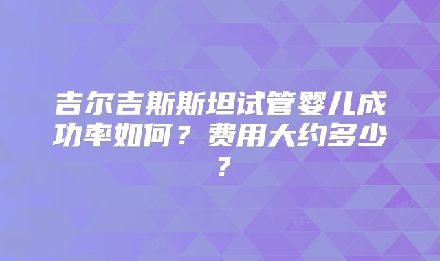 吉尔吉斯斯坦试管婴儿成功率如何？费用大约多少？