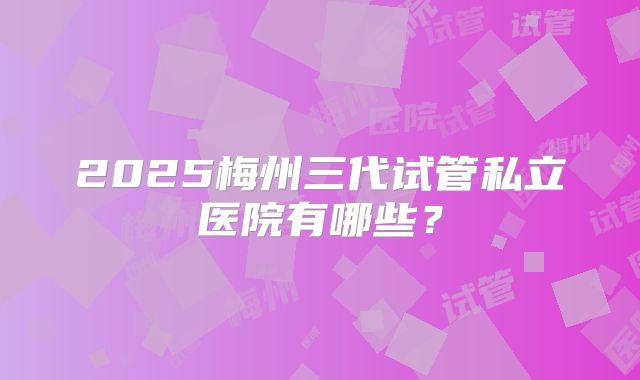2025梅州三代试管私立医院有哪些？