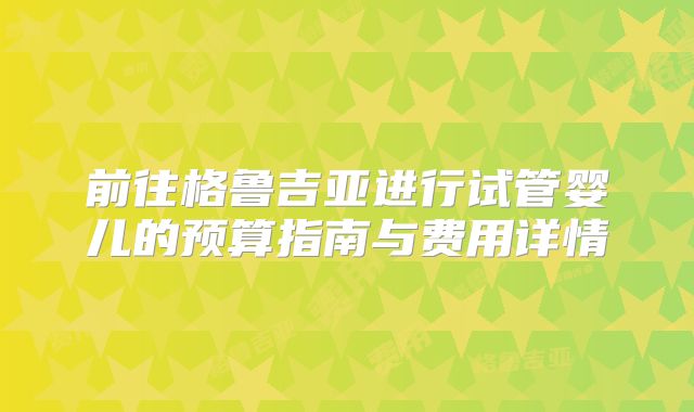前往格鲁吉亚进行试管婴儿的预算指南与费用详情