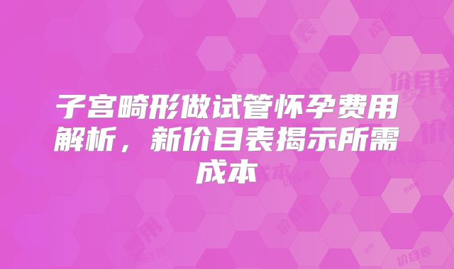 子宫畸形做试管怀孕费用解析,新价目表揭示所需成本