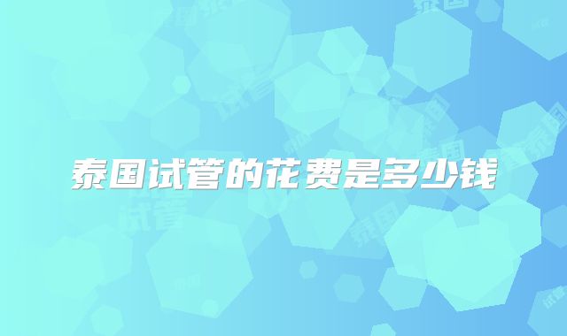 泰国试管的花费是多少钱