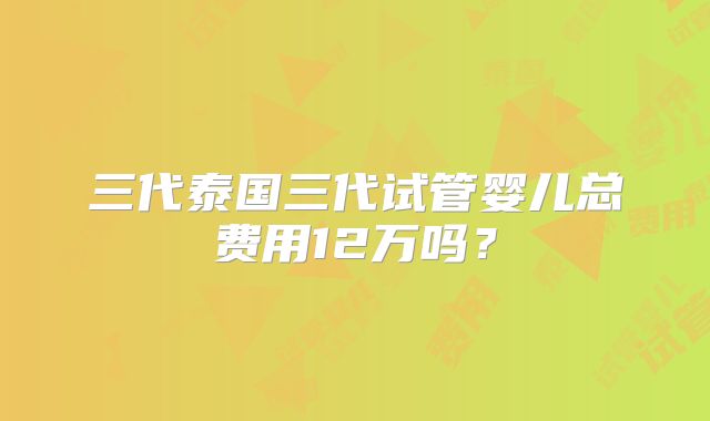 三代泰国三代试管婴儿总费用12万吗?