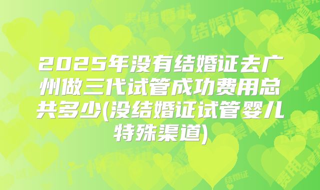 2025年没有结婚证去广州做三代试管成功费用总共多少(没结婚证试管婴儿特殊渠道)