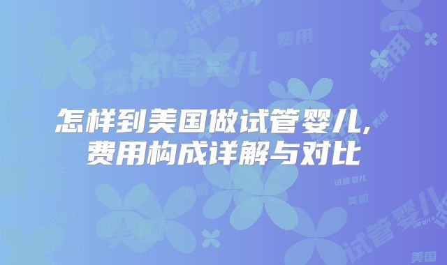 怎样到美国做试管婴儿, 费用构成详解与对比