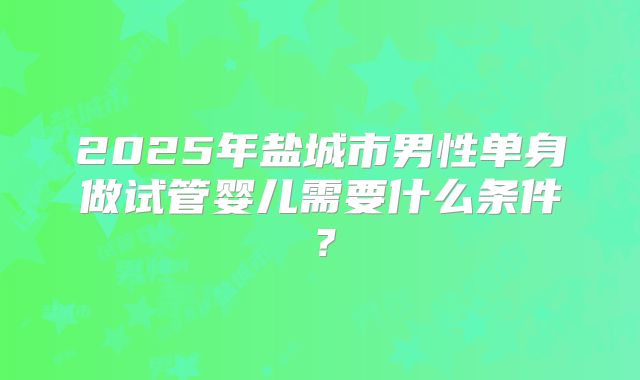 2025年盐城市男性单身做试管婴儿需要什么条件?