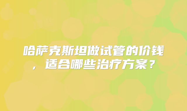 哈萨克斯坦做试管的价钱, 适合哪些治疗方案？
