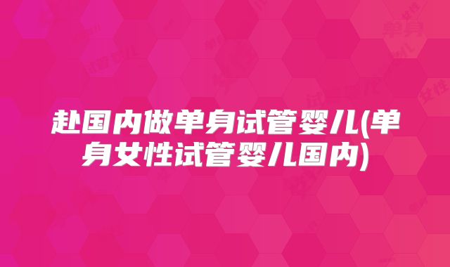赴国内做单身试管婴儿(单身女性试管婴儿国内)