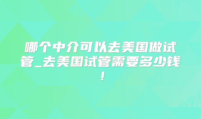 哪个中介可以去美国做试管_去美国试管需要多少钱!