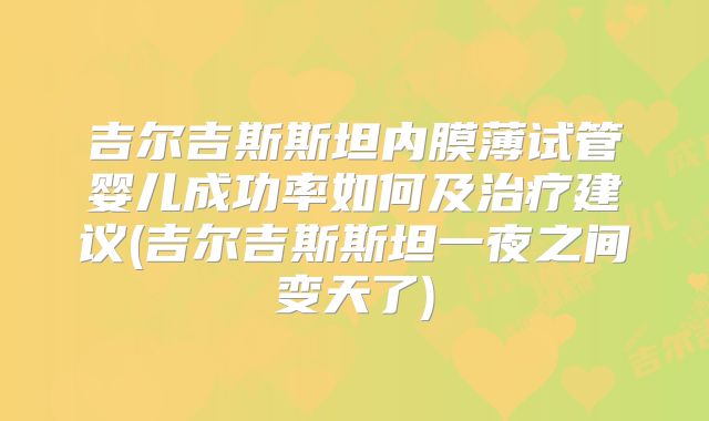 吉尔吉斯斯坦内膜薄试管婴儿成功率如何及治疗建议(吉尔吉斯斯坦一夜之间变天了)