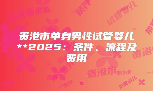 贵港市单身男性试管婴儿**2025:条件、流程及费用