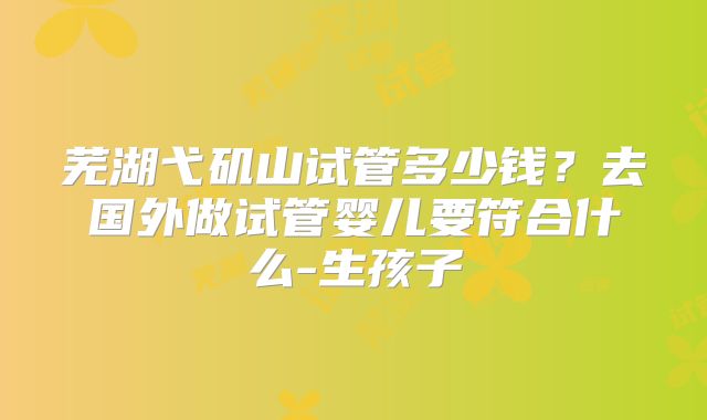 芜湖弋矶山试管多少钱?去国外做试管婴儿要符合什么-生孩子