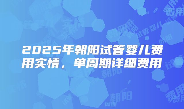 2025年朝阳试管婴儿费用实情,单周期详细费用