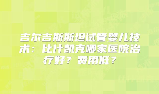 吉尔吉斯斯坦试管婴儿技术:比什凯克哪家医院治疗好?费用低?