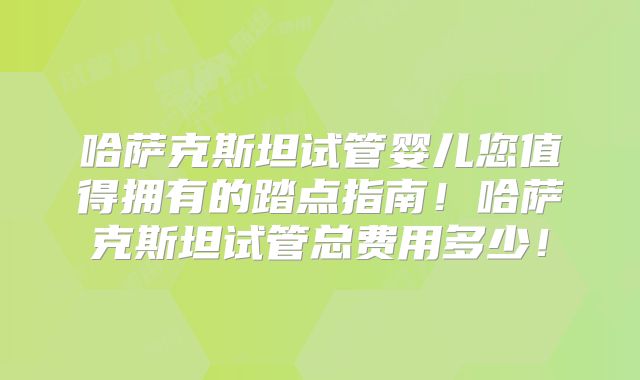 哈萨克斯坦试管婴儿您值得拥有的踏点指南!哈萨克斯坦试管总费用多少!