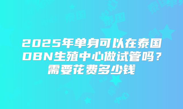 2025年单身可以在泰国DBN生殖中心做试管吗？需要花费多少钱