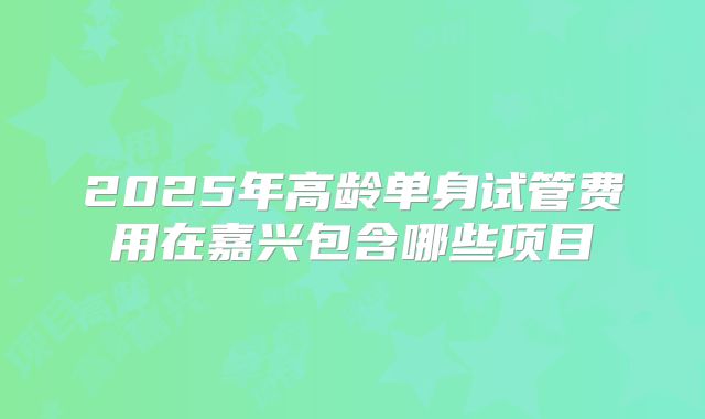 2025年高龄单身试管费用在嘉兴包含哪些项目