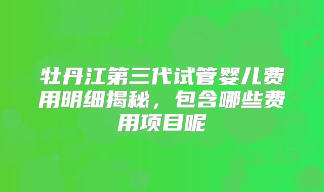 牡丹江第三代试管婴儿费用明细揭秘，包含哪些费用项目呢