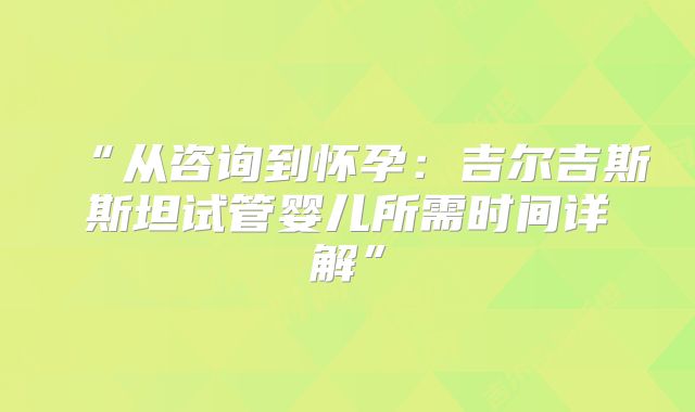 “从咨询到怀孕:吉尔吉斯斯坦试管婴儿所需时间详解”