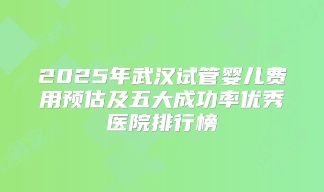 2025年武汉试管婴儿费用预估及五大成功率优秀医院排行榜