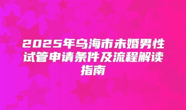 2025年乌海市未婚男性试管申请条件及流程解读指南