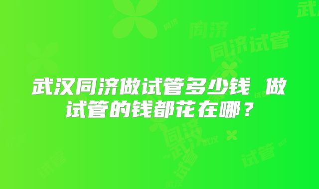武汉同济做试管多少钱 做试管的钱都花在哪?