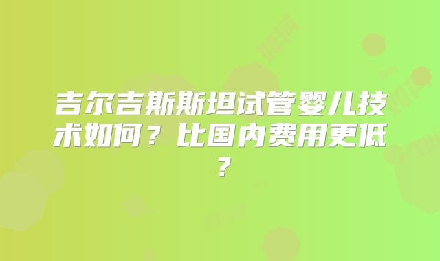 吉尔吉斯斯坦试管婴儿技术如何?比国内费用更低?