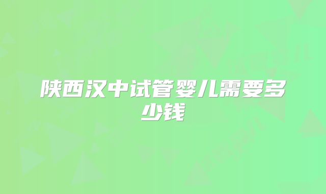 陕西汉中试管婴儿需要多少钱
