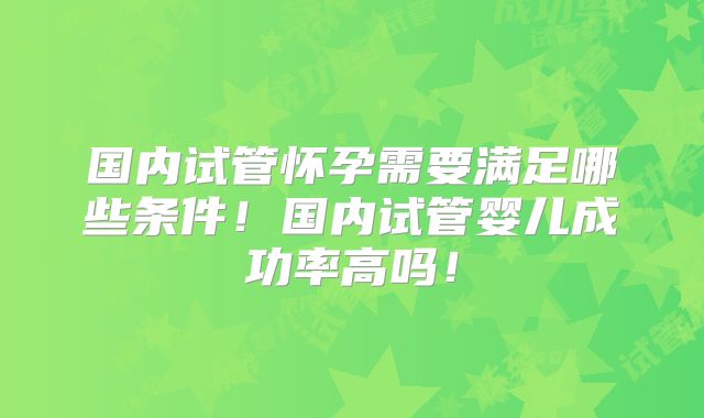 国内试管怀孕需要满足哪些条件!国内试管婴儿成功率高吗!