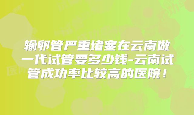输卵管严重堵塞在云南做一代试管要多少钱-云南试管成功率比较高的医院！
