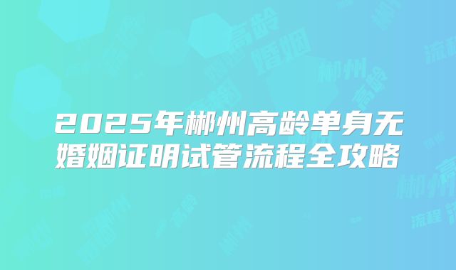 2025年郴州高龄单身无婚姻证明试管流程全攻略