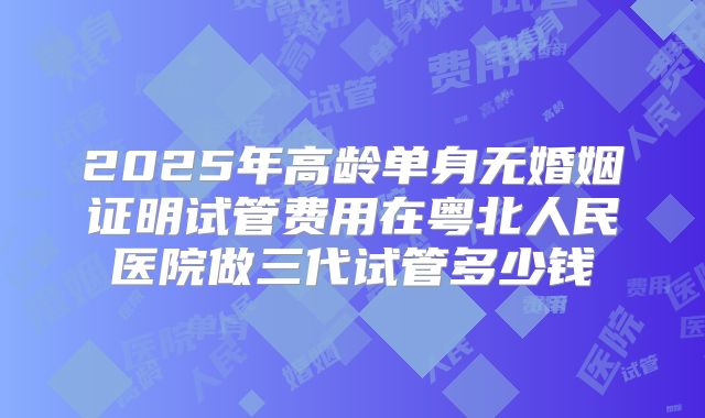 2025年高龄单身无婚姻证明试管费用在粤北人民医院做三代试管多少钱