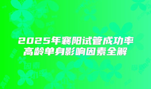 2025年襄阳试管成功率高龄单身影响因素全解