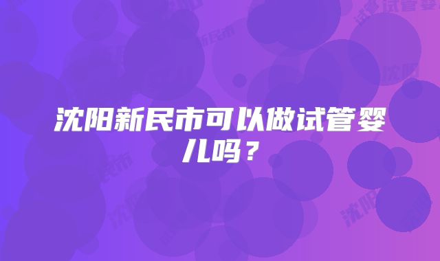 沈阳新民市可以做试管婴儿吗?