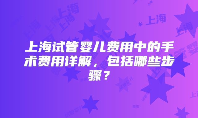 上海试管婴儿费用中的手术费用详解,包括哪些步骤?