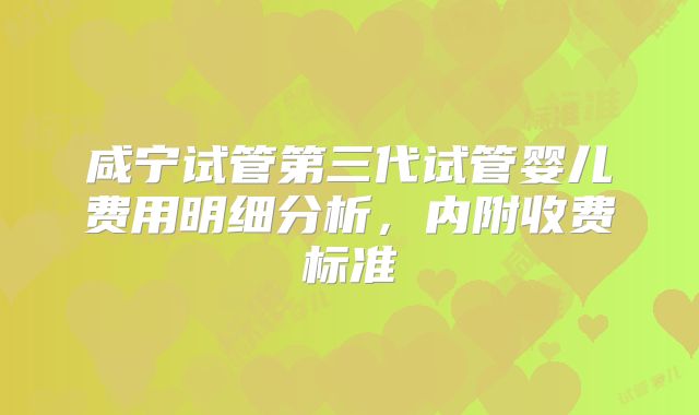 咸宁试管第三代试管婴儿费用明细分析，内附收费标准