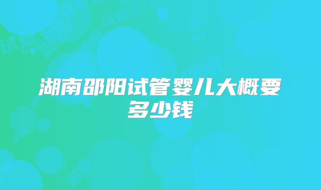 湖南邵阳试管婴儿大概要多少钱