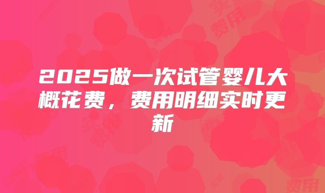 2025做一次试管婴儿大概花费，费用明细实时更新