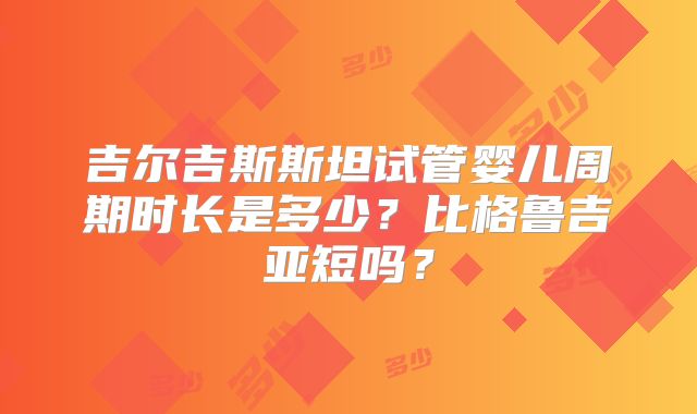 吉尔吉斯斯坦试管婴儿周期时长是多少?比格鲁吉亚短吗?